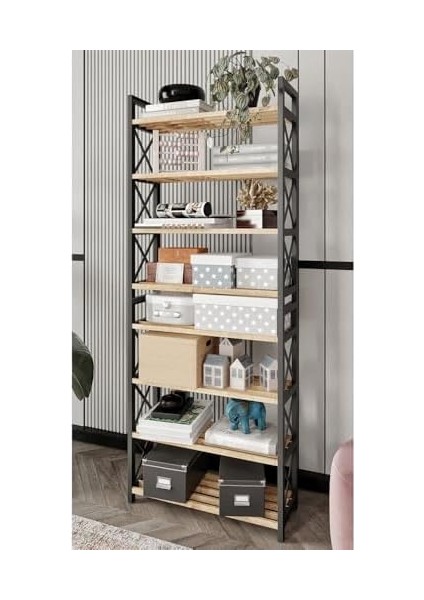 8 Katlı Çok Amaçlı Raf – 47X18X127 Cm, Mdf ve Plastik Malzeme, Kurulum Qr Kodlu, Modern ve Dekoratif Düzenleyici Dolap Ünitesi, Siyah fiyatları