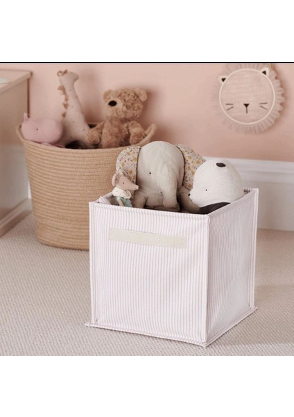 Bebek Çocuk Odası Düzenleyici Saklama Kutusu Oyuncak Kirli Sepeti Çizgili Kutu