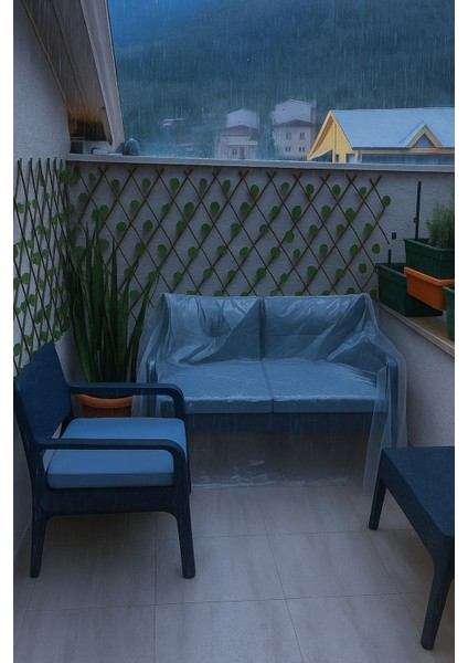 Köşeli Iki Kişilik Kalın Koltuk Naylonu (240 x 165 ) Yağmura Dayanıklı Bahçe Koltuğu Naylonu