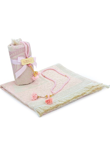 Hediyelik Isme Özel Tesbihli Seccade Seti Pembe modelleri