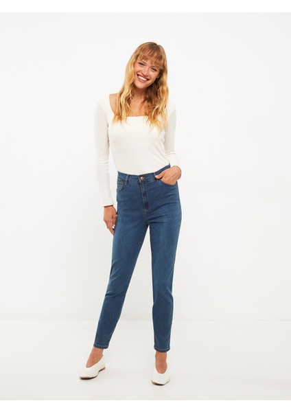 Yeni Sezon Slim Fit Düz Cep Detaylı Kadın Jean Pantolon fiyatları