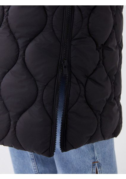 Yeni Sezon Kapüşonlu Kendinden Desenli Kadın Şişme Yelek fırsatları