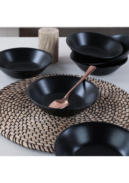 Hitit Mat Siyah Yemek Tabağı 18 cm 6 Adet