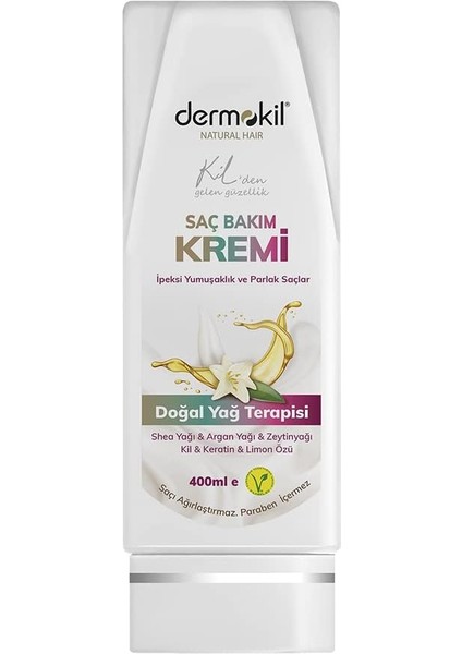 Dermokil Vegan Ipeksi Yumuşaklık ve Parlak Saçlar Için Saç Kremi 400 ml