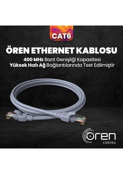 Kablo 2m Cat6 Utp Network-Ağ-Ethernet Patch Kablosu Lszh 24 Awg (Gri) modelleri
