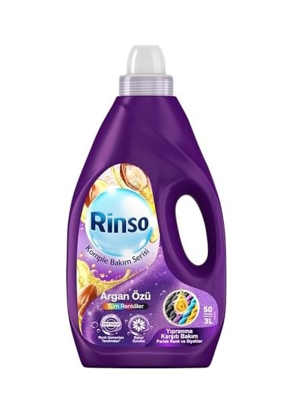 Rinso Sıvı Çamaşır Deterjanı Argan Özü Tüm Renkliler Için Komple Bakım Serisi 3l
