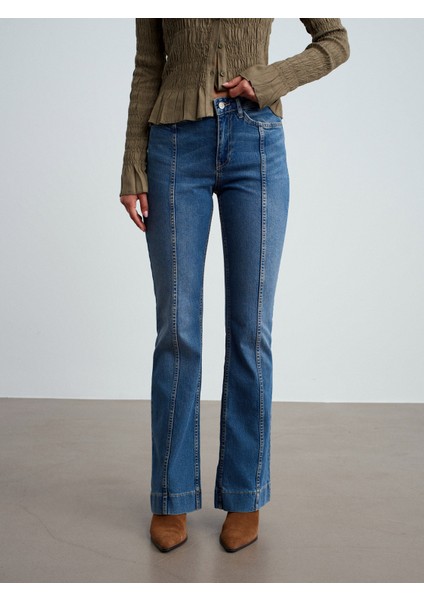 72086 Dikiş Detaylı Bootcut Jean-Tint