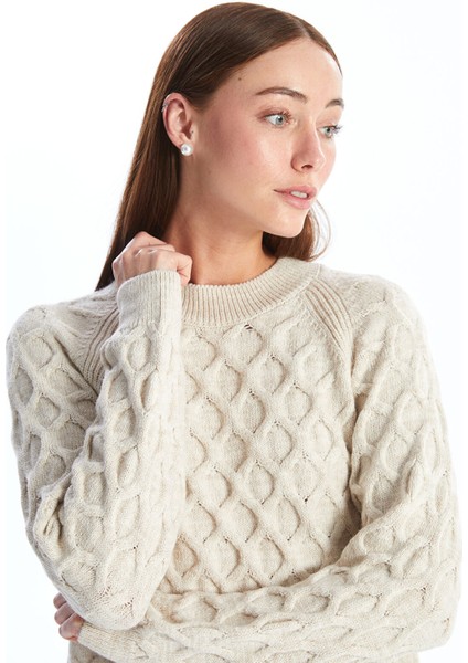 Yeni Sezon Bisiklet Yaka Kendinden Desenli Uzun Kollu Kadın Triko Kazak fiyatları