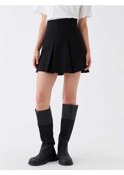 Yeni Sezon Beli Fermuarlı Düz Pileli Kadın Etek modelleri