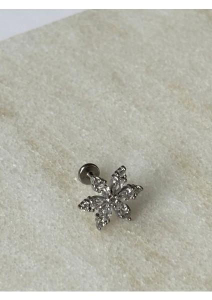 Kar Tanesi Şeklinde Taşlı Silver Piercing fiyatları