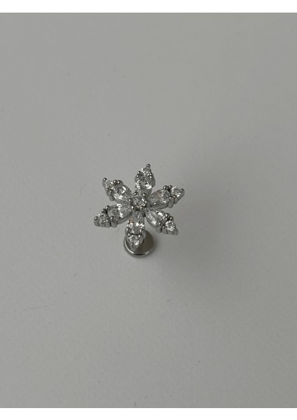 Kar Tanesi Şeklinde Taşlı Silver Piercing modelleri