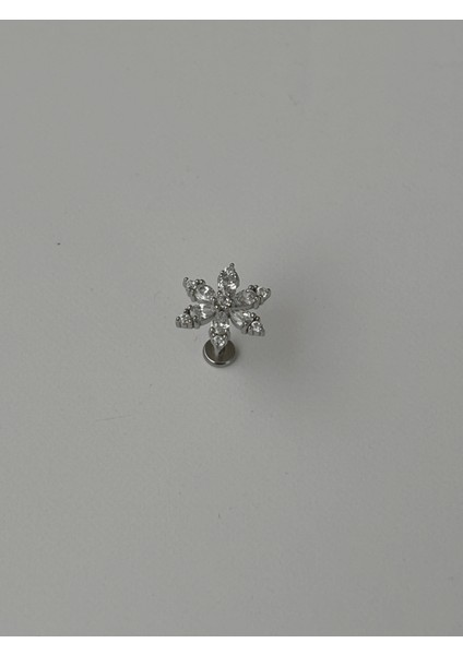 Kar Tanesi Şeklinde Taşlı Silver Piercing