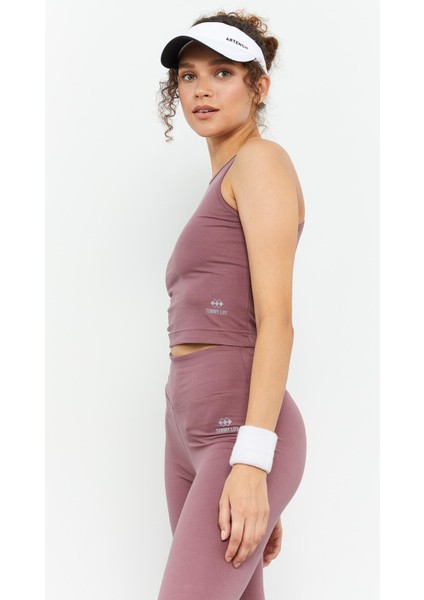 Gül Kurusu Yüksek Bel Kapri-Crop Atlet Slim Fit Kadın Tayt Takım - 95284