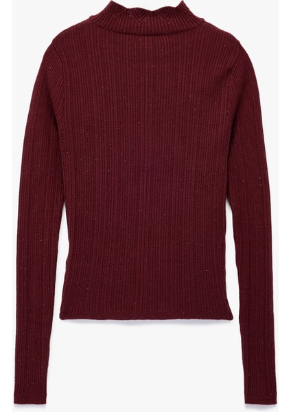 Fırfır Detaylı Dik Yaka Uzun Kollu Triko Kazak fiyatları