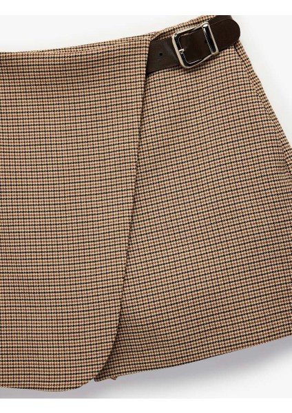 Ekose Kahverengi Kadın Etek 6WAK40182PW indirimleri