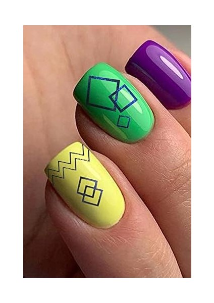 Artikel Lacivert Etnik Çizgiler Metalik Tırnak Sticker, Nail Sticker, Nail Art modelleri