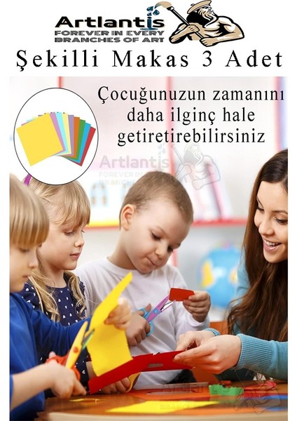 Şekilli Makas Metal Plastik Kaplamalı 3 Lü 1 Paket Desenli Tırtıklı Şekilli Kesen Makas Seti Güvenli Çocuk Okul Öncesi fırsatları