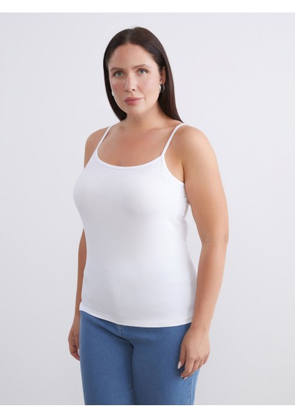 Yeni Sezon Büyük Beden Kare Yaka Askılı Kadın Atlet 2'li modelleri