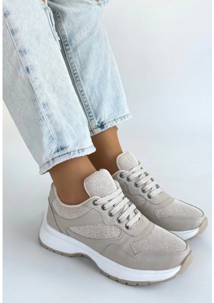 Yzlal Slar Bej Cilt Bağcıklı Spor Ayakkabı (Numara: 39)