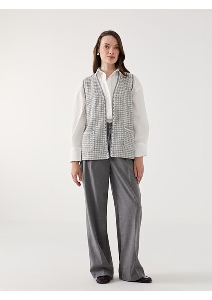 Yeni Sezon V Yaka Ekose Kadın Yelek fiyatları