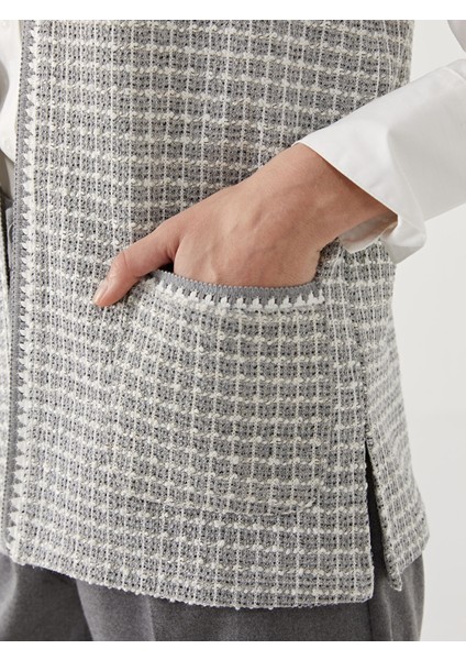 Yeni Sezon V Yaka Ekose Kadın Yelek modelleri