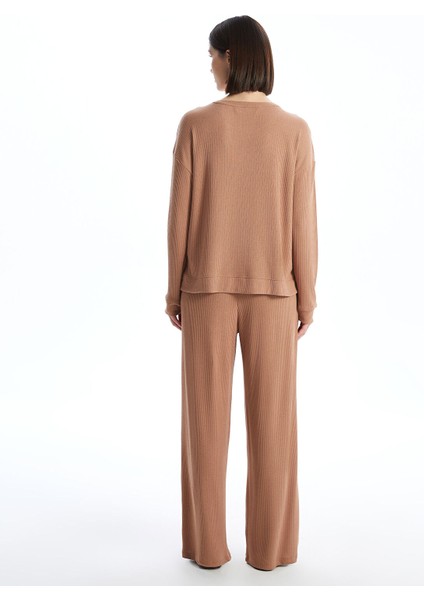 Yeni Sezon Bisiklet Yaka Dokulu Kadın Pijama Takımı fırsatları