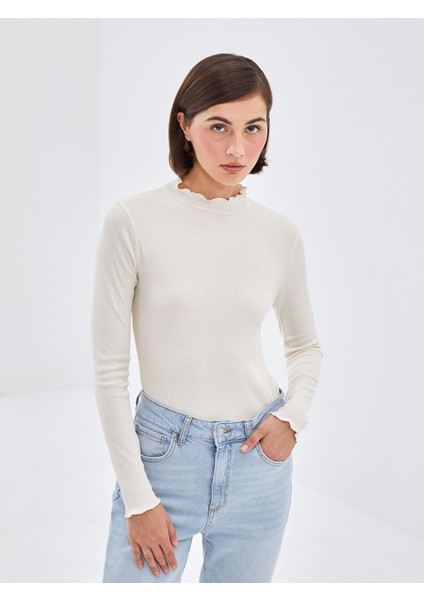 Yeni Sezon Dik Yaka Dokulu Kadın Body