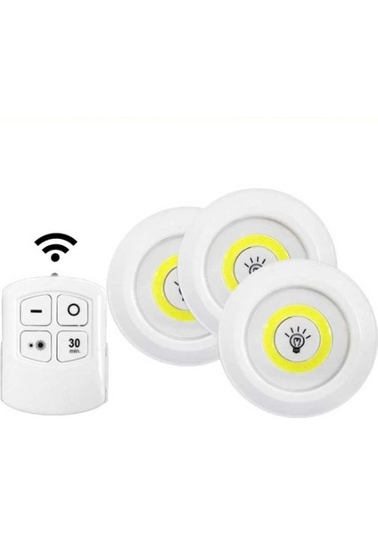 Kablosuz Uzaktan Kumandalı 3 Lü LED Lamba Seti