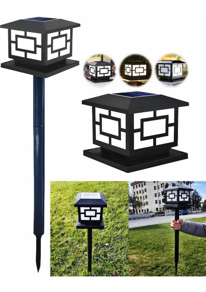 Solar Güneş Enerjili 10W Set Üstü 78 cm Bahçe Aydınlatması, Su Geçirmez, 3200K-6500K, Solar Küp, 2 Modlu (Beyaz-Gün Işığı),, Çit, Bahçe Duvarı Küp Aydınlatma 165×110 mm