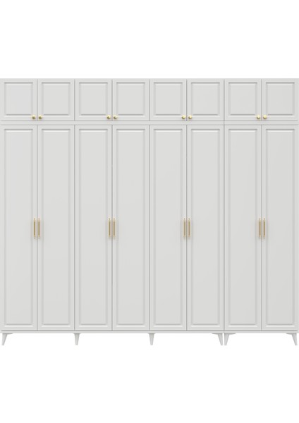 Milas Gold 8 Kapaklı Komple Mdf Ayaklı Yüklüklü Gardırop - Elbise Dolab - Yüklük Dolabı modelleri
