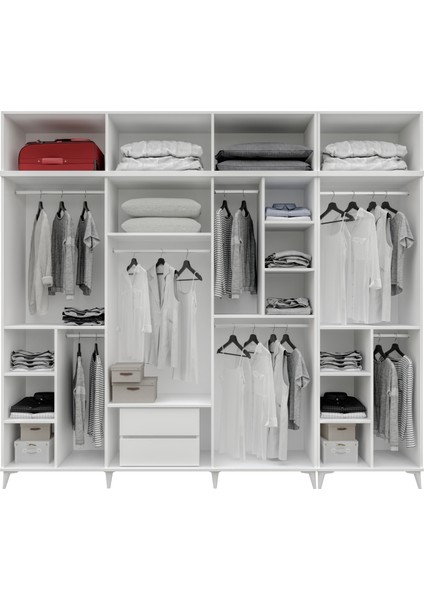 Milas Gold 8 Kapaklı Komple Mdf Ayaklı Yüklüklü Gardırop - Elbise Dolab - Yüklük Dolabı fırsatları
