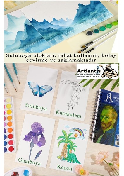 36 Renk Tablet Sulu Boya ve A5 Telli Suluboya Bloğu Kağıdı A5 210GR 20 Yaprak Ince Dokulu Taş Suluboya Plastik Kutulu modelleri