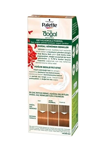 Palette Kalıcı Doğal Renkler Saç Boyası 9-7 Doğal Açık Bakır modelleri