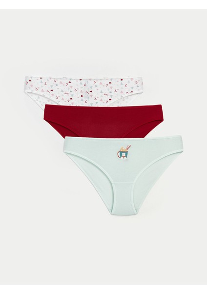 Yeni Sezon Desenli Bikini Külot 3'lü