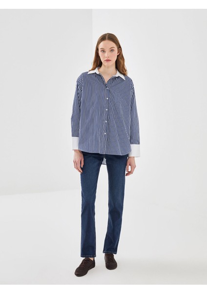 Yeni Sezon Çizgili Oversize Poplin Kadın Gömlek fiyatları