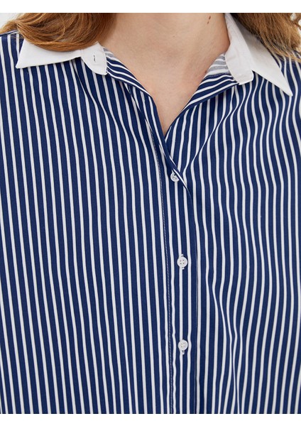 Yeni Sezon Çizgili Oversize Poplin Kadın Gömlek modelleri