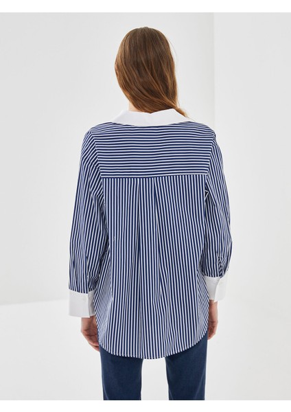 Yeni Sezon Çizgili Oversize Poplin Kadın Gömlek fırsatları