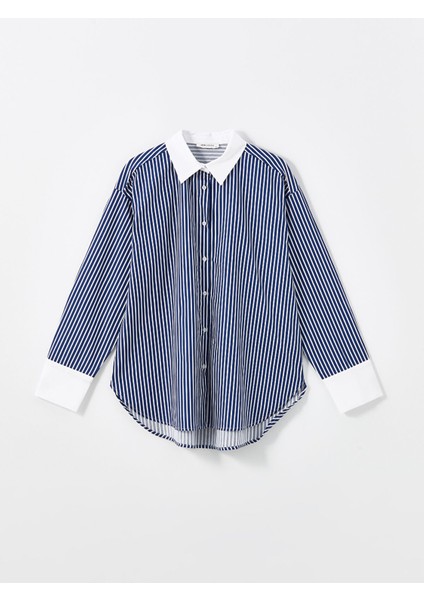 Yeni Sezon Çizgili Oversize Poplin Kadın Gömlek indirimleri