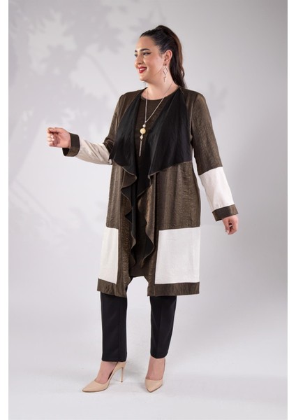 Kadın Büyük Beden Iki Renk Kahverengi Tunik modelleri