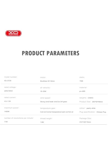 Xo Dijital Ekranlı Saç Kurutma Makinesi – 1600W Güçlü Fırçasız Motor, 3 Hız ve 4 Sıcaklık Ayarı, LED Ambient Işık, Soğuk Hava ve Iyon Teknolojisi, Hafif ve Ergonomik Tasarım, CF29, Gri modelleri