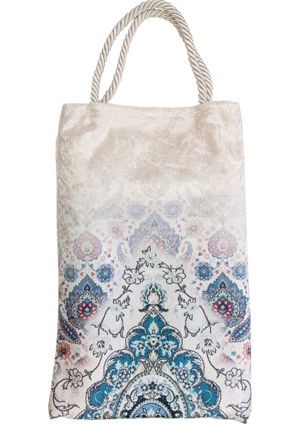 Ipeksi Dokulu Çantalı Kadife Seccade - Rumi Motifli, Pratik, Taşınabilir - Mavi fırsatları