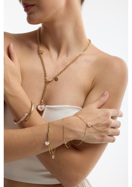 14 Ayar Altın Pembe Kalpli Yonca Şahmeran