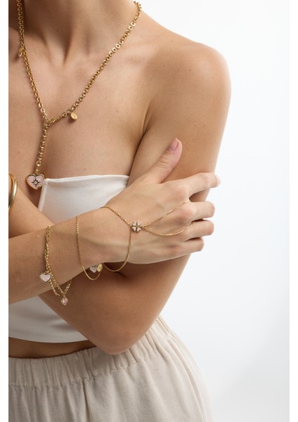 14 Ayar Altın Pembe Kalpli Yonca Şahmeran fiyatları