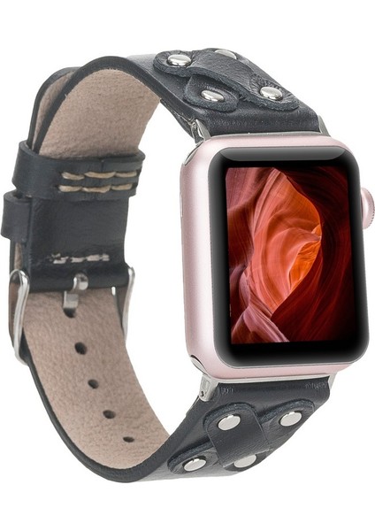Apple Watch Uyumlu Deri Kordon Cross 42-44-45MM St Rst1