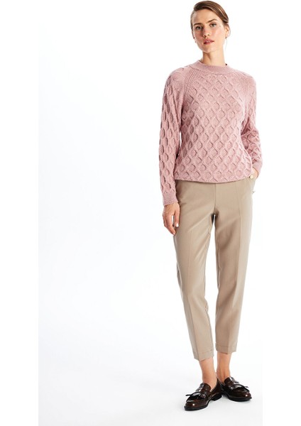 Yeni Sezon Bisiklet Yaka Kendinden Desenli Uzun Kollu Kadın Triko Kazak fiyatları