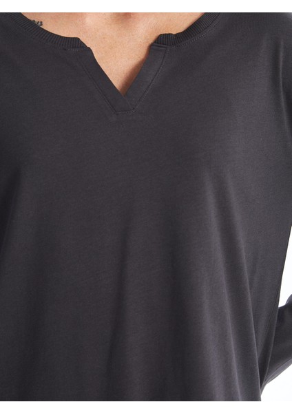 Yeni Sezon Kaçık Yaka Düz Uzun Kollu Kadın Pijama Üst modelleri