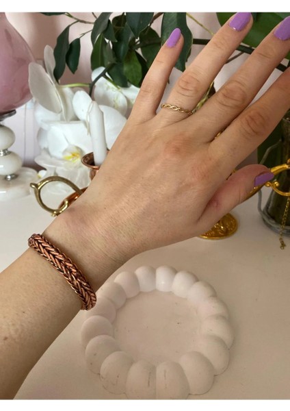 Parla Bakır Yılan Model Parlak Bakır Bileklik (Kadın-Erkek)