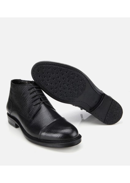02BOH284790A100 ERKEK Deri Siyah Yumuşak Dokulu Klasik Bot