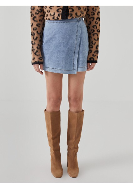 Yeni Sezon Beli Lastikli Kadın Jean Şort Etek fiyatları