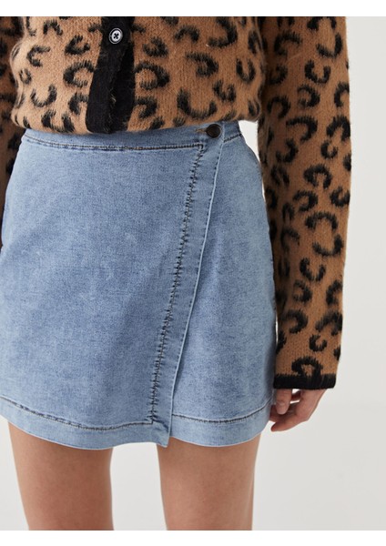 Yeni Sezon Beli Lastikli Kadın Jean Şort Etek modelleri